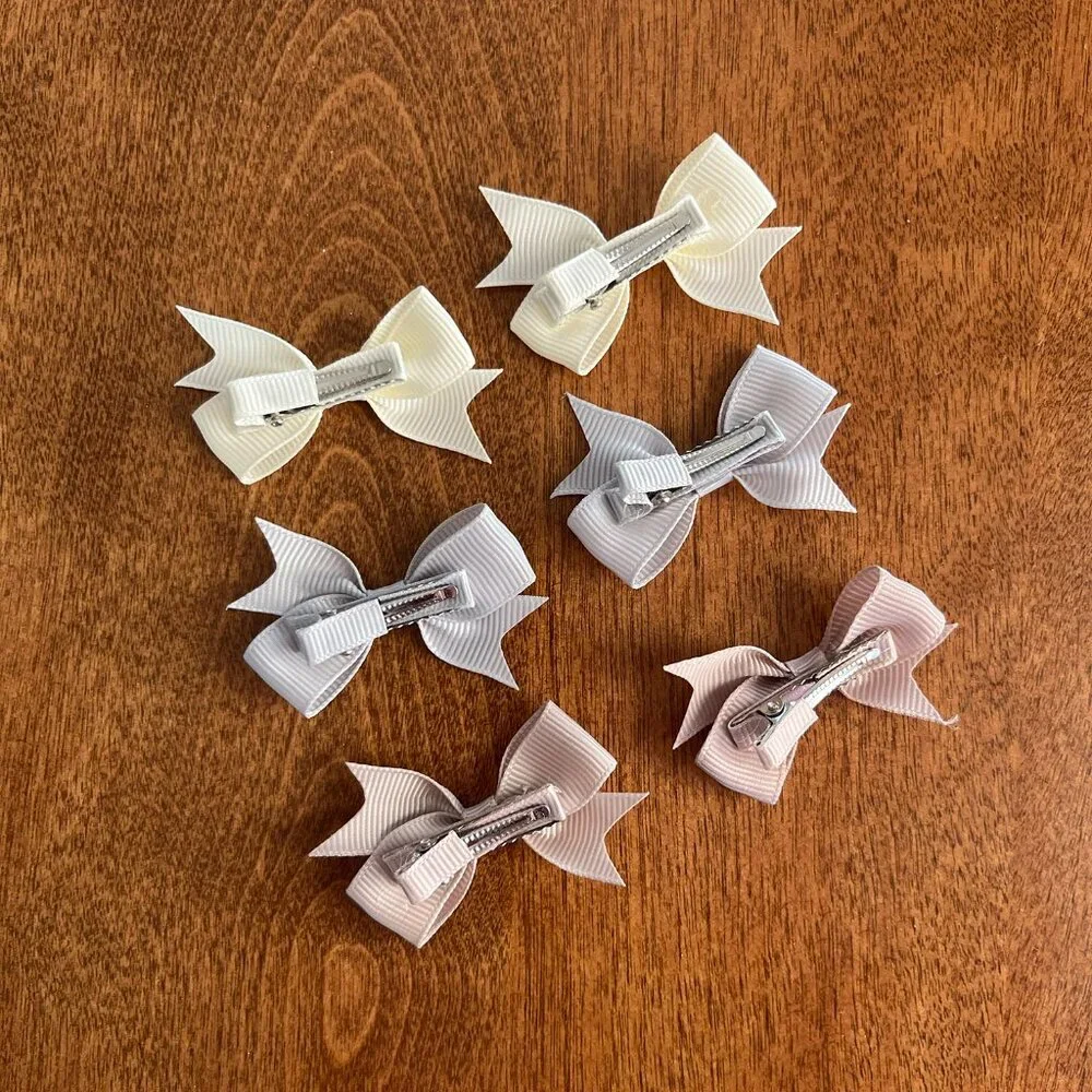 Neutral pastel bow hair clips NWOT